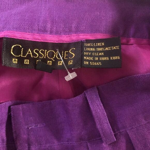 Classiques high Rise Purple Vintage linen Shorts 8 - Picture 4 of 4